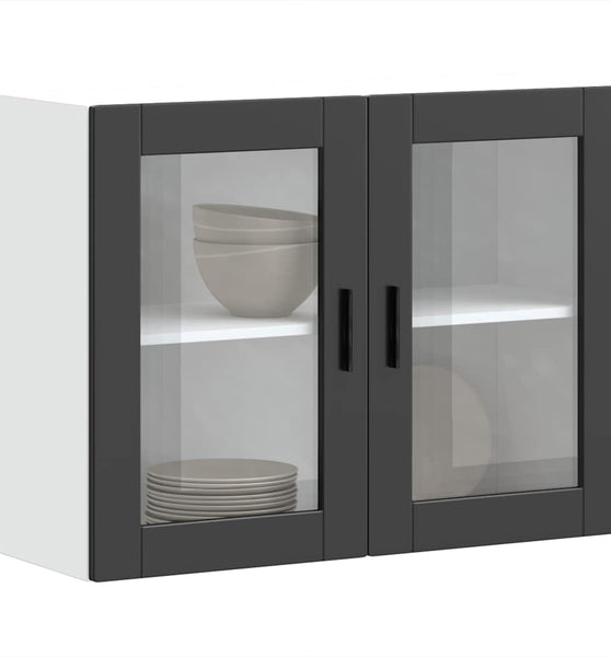 Küchen-Hängeschrank mit Glastür Porto Schwarz