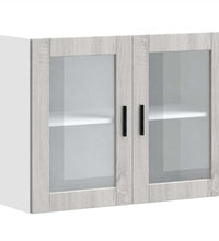 Küchen-Hängeschrank mit Glastür Porto Grau Sonoma