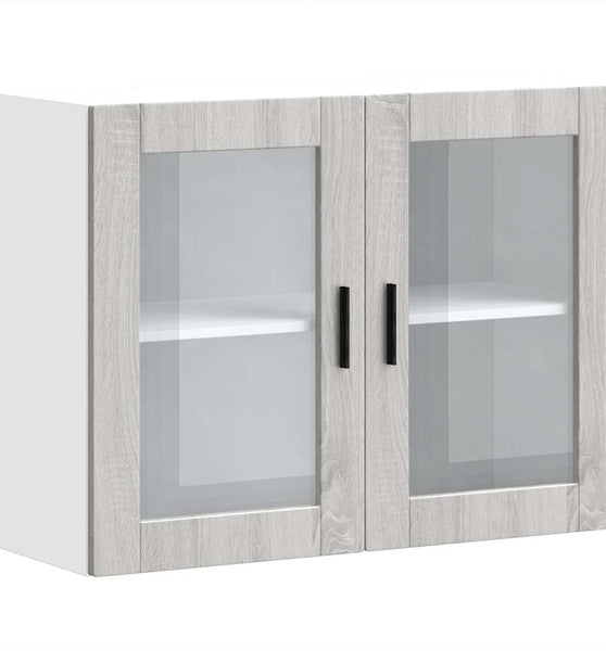 Küchen-Hängeschrank mit Glastür Porto Grau Sonoma