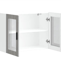 Küchen-Hängeschrank mit Glastür Porto Grau Sonoma