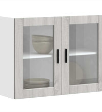 Küchen-Hängeschrank mit Glastür Porto Grau Sonoma