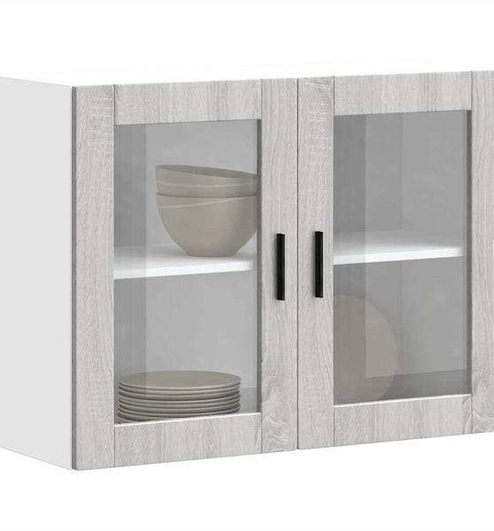 Küchen-Hängeschrank mit Glastür Porto Grau Sonoma