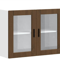 Küchen-Hängeschrank mit Glastür Porto Braun Eichen-Optik