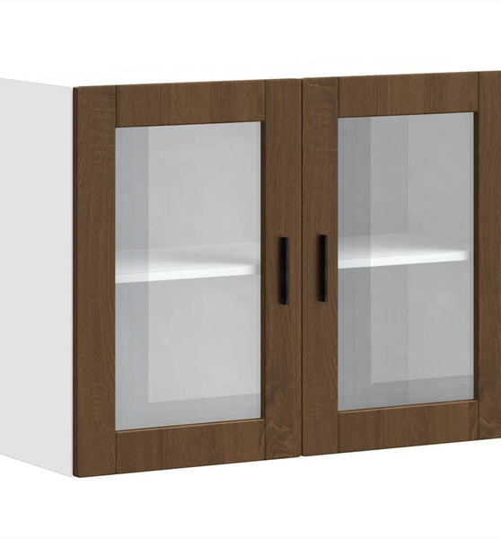 Küchen-Hängeschrank mit Glastür Porto Braun Eichen-Optik