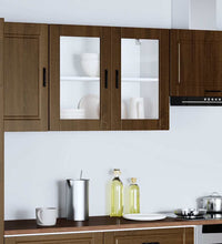 Küchen-Hängeschrank mit Glastür Porto Braun Eichen-Optik