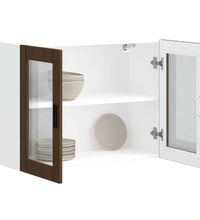 Küchen-Hängeschrank mit Glastür Porto Braun Eichen-Optik