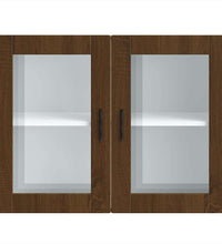 Küchen-Hängeschrank mit Glastür Porto Braun Eichen-Optik