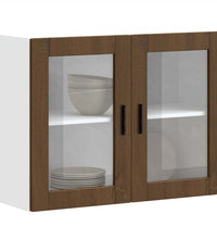 Küchen-Hängeschrank mit Glastür Porto Braun Eichen-Optik