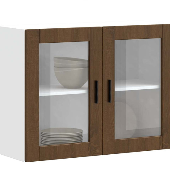 Küchen-Hängeschrank mit Glastür Porto Braun Eichen-Optik