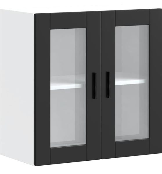 Küchen-Hängeschrank mit Glastür Porto Schwarz