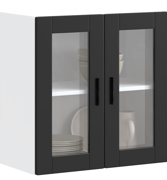 Küchen-Hängeschrank mit Glastür Porto Schwarz