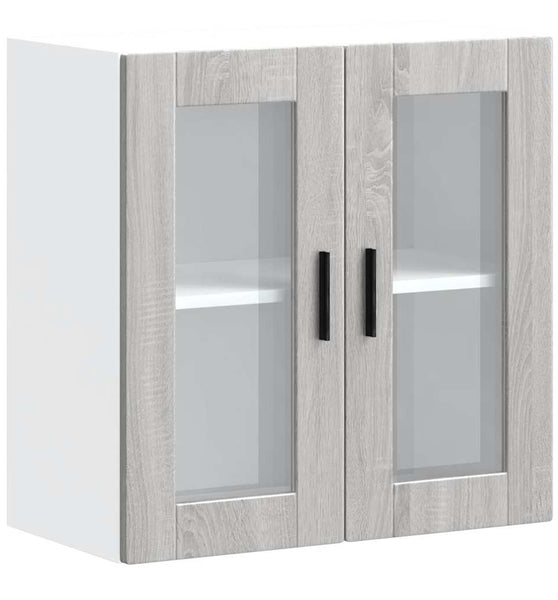 Küchen-Hängeschrank mit Glastür Porto Grau Sonoma