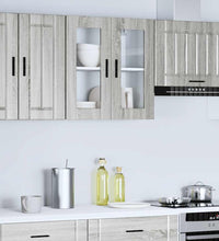 Küchen-Hängeschrank mit Glastür Porto Grau Sonoma
