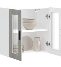 Küchen-Hängeschrank mit Glastür Porto Grau Sonoma