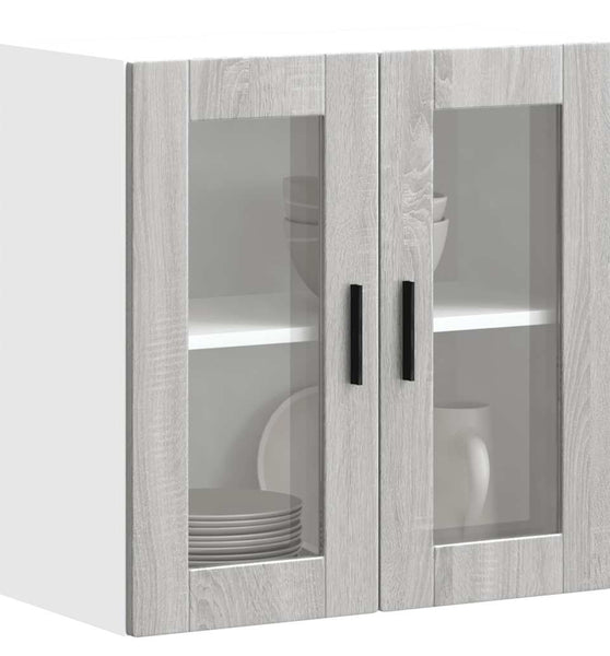 Küchen-Hängeschrank mit Glastür Porto Grau Sonoma