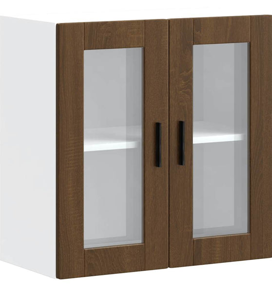 Küchen-Hängeschrank mit Glastür Porto Braun Eichen-Optik