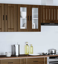 Küchen-Hängeschrank mit Glastür Porto Braun Eichen-Optik
