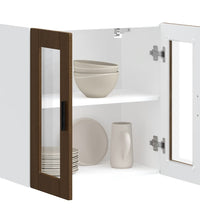 Küchen-Hängeschrank mit Glastür Porto Braun Eichen-Optik