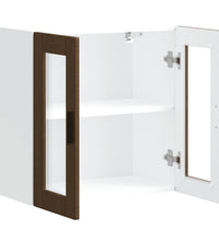 Küchen-Hängeschrank mit Glastür Porto Braun Eichen-Optik