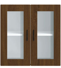 Küchen-Hängeschrank mit Glastür Porto Braun Eichen-Optik