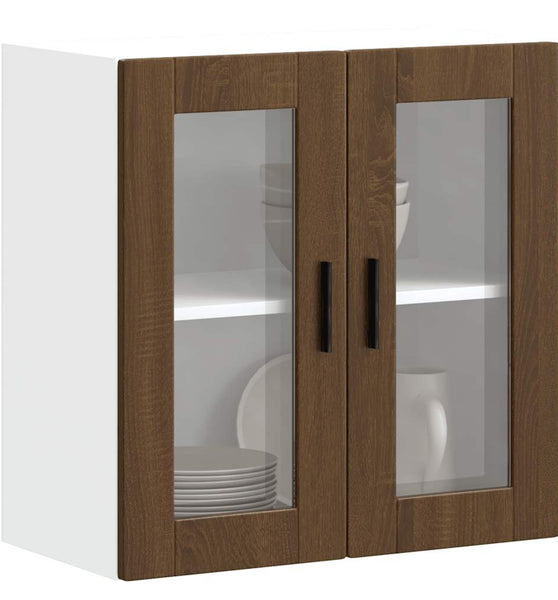 Küchen-Hängeschrank mit Glastür Porto Braun Eichen-Optik