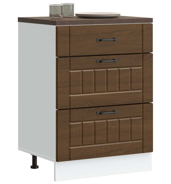 Küchen-Unterschrank Lucca Braun Eichen-Optik Holzwerkstoff