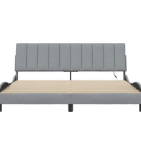 Bettgestell ohne Matratze Hellgrau 180x200 cm Stoff