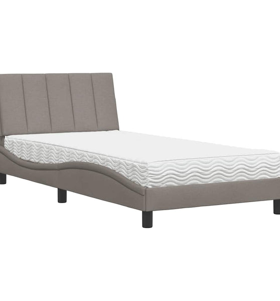 Bett mit Matratze Taupe 100x200 cm Stoff