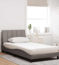 Bett mit Matratze Taupe 100x200 cm Stoff