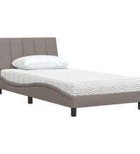 Bett mit Matratze Taupe 100x200 cm Stoff