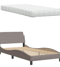 Bett mit Matratze Taupe 100x200 cm Stoff