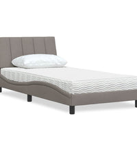 Bett mit Matratze Taupe 100x200 cm Stoff