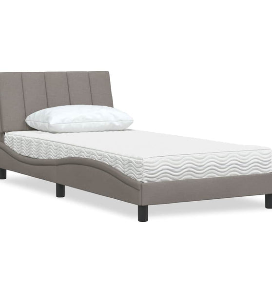 Bett mit Matratze Taupe 100x200 cm Stoff