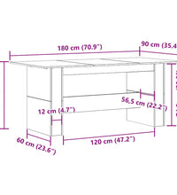 Esstisch Artisan-Eiche 180x90x76 cm Holzwerkstoff