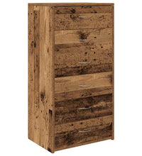 Sideboard mit 6 Schubladen Altholz-Optik 50x34x96 cm