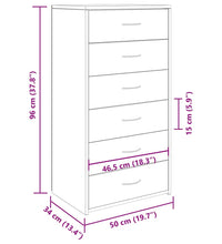Sideboard mit 6 Schubladen Artisan-Eiche 50x34x96 cm