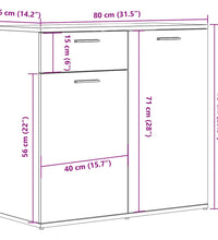 Sideboard Artisan-Eiche 80x36x75 cm Holzwerkstoff