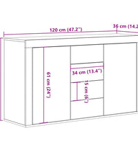 Sideboard Artisan-Eiche 120x36x69 cm Holzwerkstoff