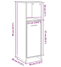 Badezimmerschrank Betongrau 30x30x95 cm Holzwerkstoff