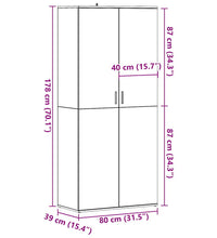 Schuhschrank Artisan-Eiche 80x39x178 cm Holzwerkstoff