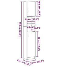 Badschrank Altholz-Optik 32x25,5x190 cm Holzwerkstoff