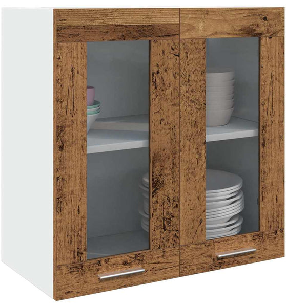 Küchen-Wandschrank mit Glastüren Altholz-Optik 60x31x60 cm