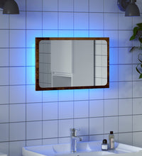 Badspiegel mit LED-Leuchten Altholz-Optik 60x8,5x38 cm