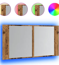 LED-Spiegelschrank Altholz-Optik 90x12x45 cm Holzwerkstoff