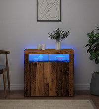 Sideboard mit LED-Leuchten Altholz-Optik 80x35x75 cm