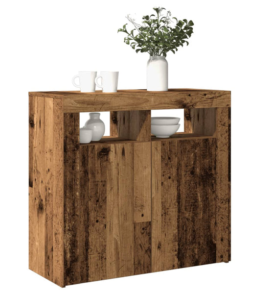 Sideboard mit LED-Leuchten Altholz-Optik 80x35x75 cm