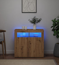 Sideboard mit LED-Leuchten Artisan-Eiche 80x35x75 cm