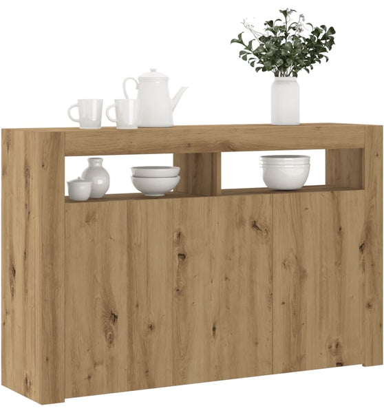 Sideboard mit LED-Leuchten Artisan-Eiche 115,5x30x75 cm