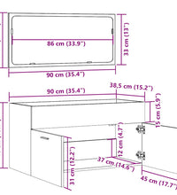 Badschrank mit Spiegel Betongrau Holzwerkstoff