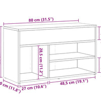 Schuhbank Altholz-Optik 80x30x45 cm Holzwerkstoff